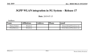 3GPP WLAN integration in 5G System – Release 17