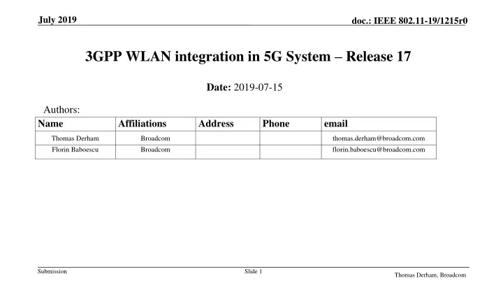 3gpp wlan integration in 5g system release 17