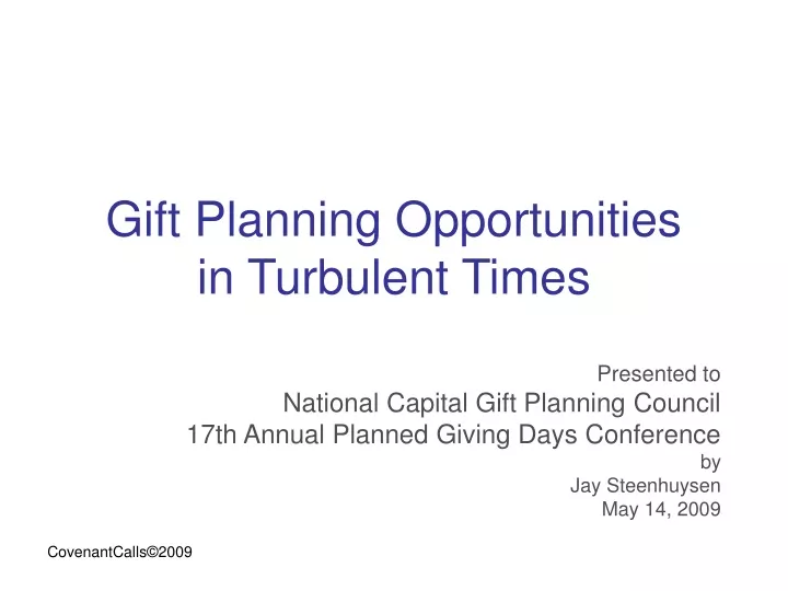 gift planning opportunities in turbulent times