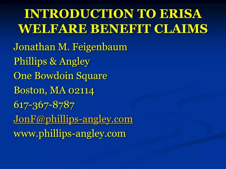 introduction to erisa welfare benefit claims