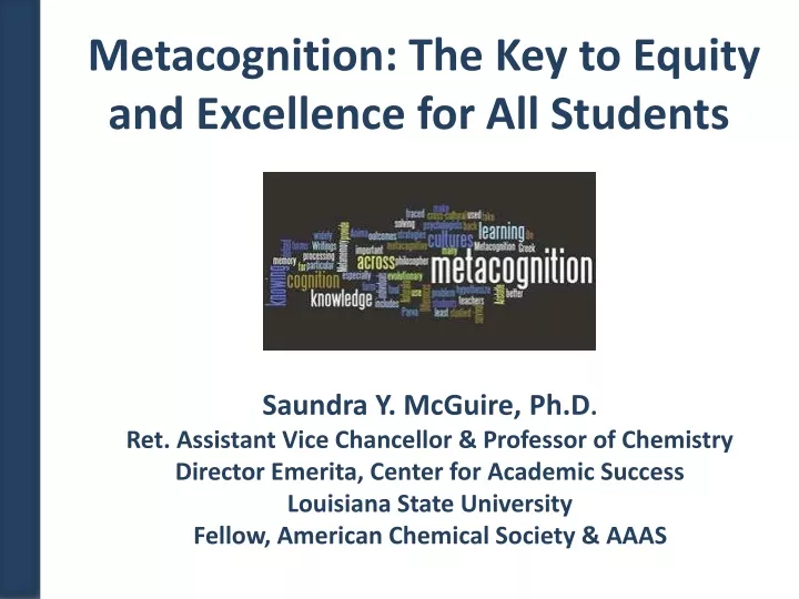 metacognition the key to equity and excellence for all students