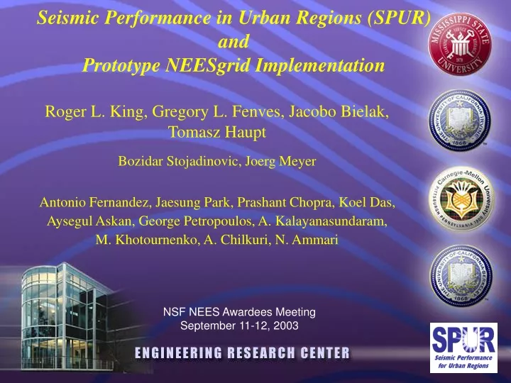 seismic performance in urban regions spur and prototype neesgrid implementation