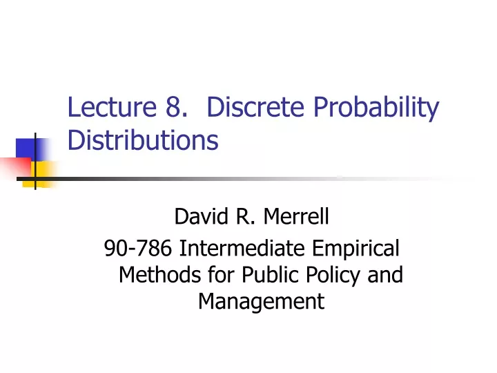 lecture 8 discrete probability distributions