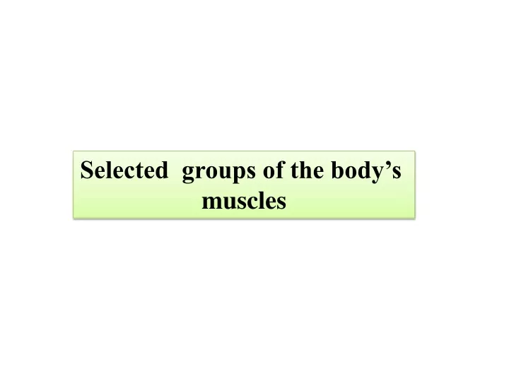 selected groups of the body s muscles