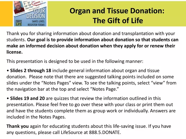 organ and tissue donation the gift of life