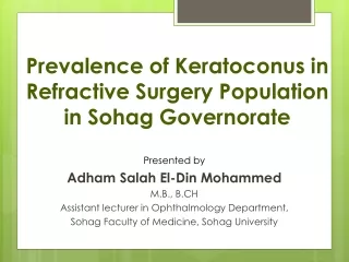 Prevalence of Keratoconus in Refractive Surgery Population in Sohag Governorate