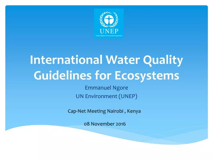 international water quality guidelines for ecosystems