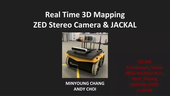 real time 3d mapping zed stereo camera jackal