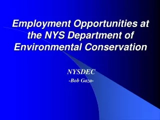Employment Opportunities at the NYS Department of Environmental Conservation