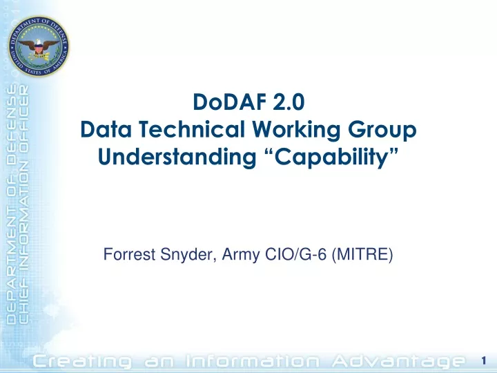 dodaf 2 0 data technical working group understanding capability