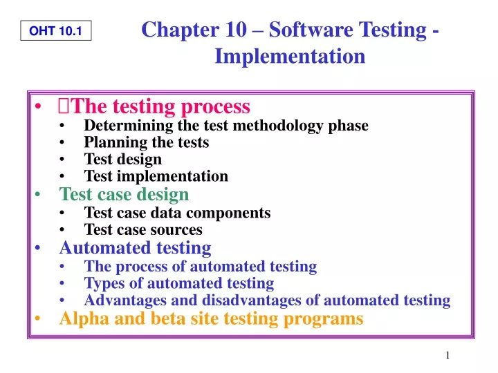 chapter 10 software testing implementation