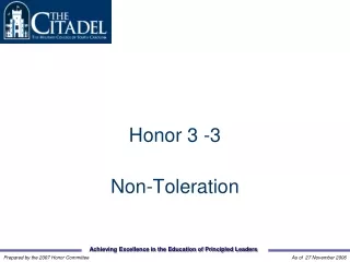 Honor 3 -3 Non-Toleration