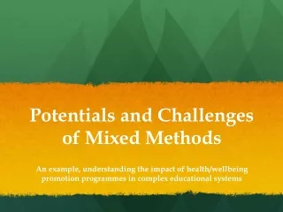 Potentials  and Challenges of Mixed  Methods