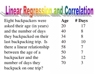 Linear Regression and Correlation