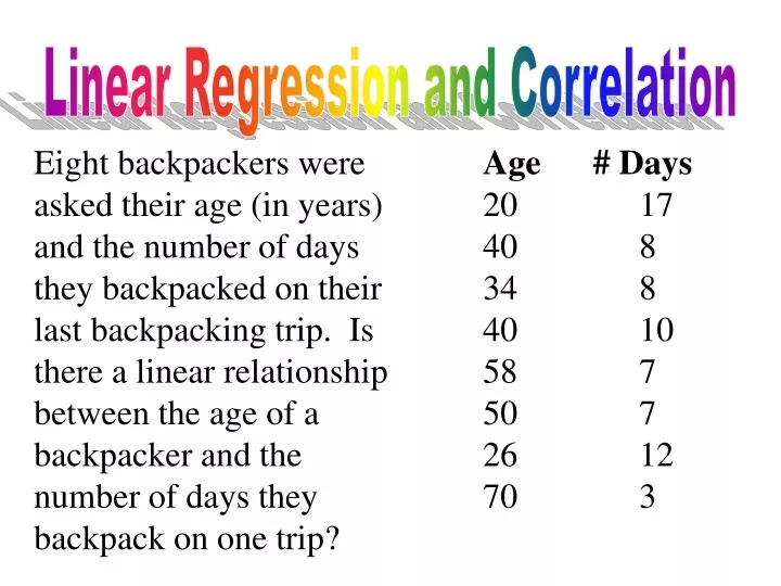 linear regression and correlation