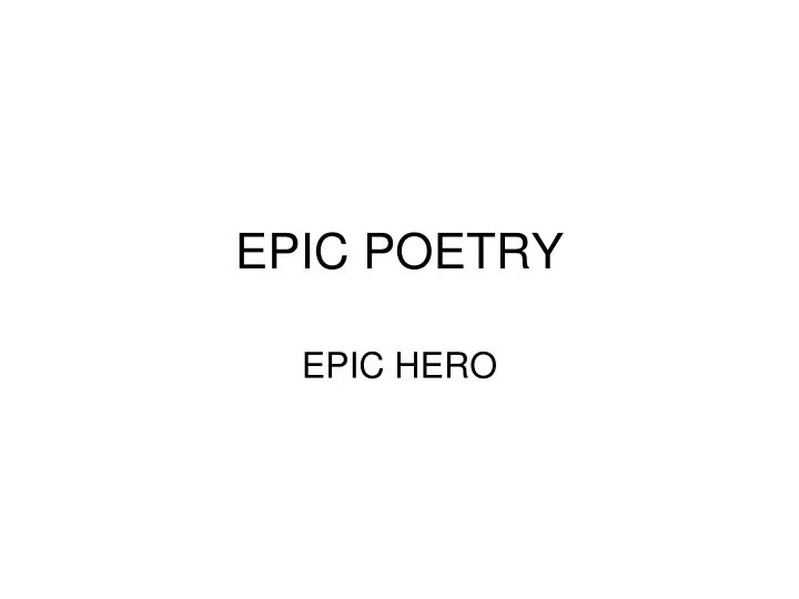 epic poetry