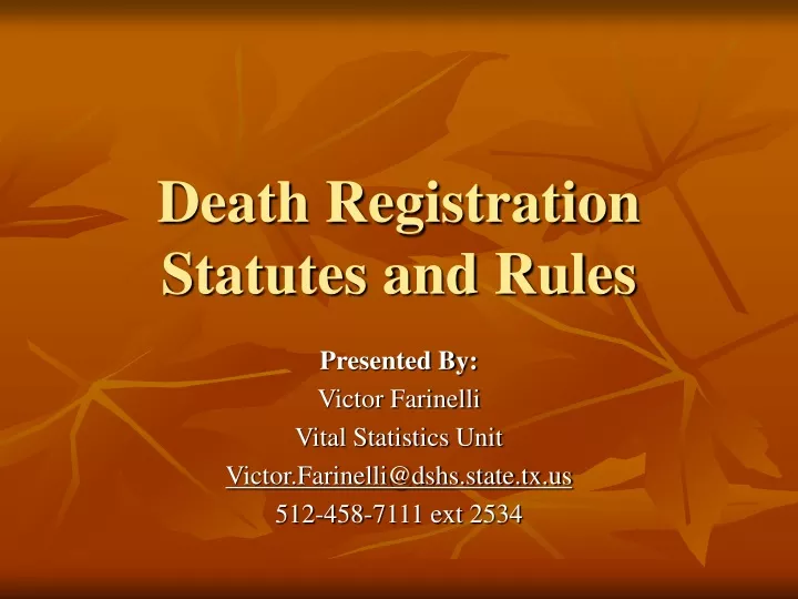 death registration statutes and rules