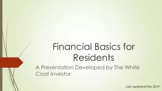 Financial Basics for  Residents