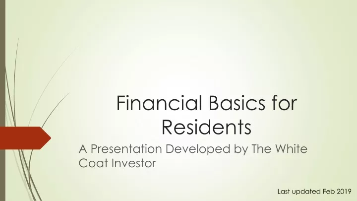 financial basics for residents