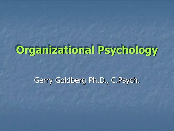 organizational psychology