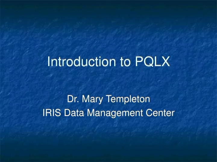 introduction to pqlx