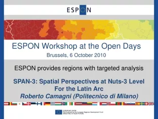 ESPON Workshop at the Open Days Brussels, 6 October 2010