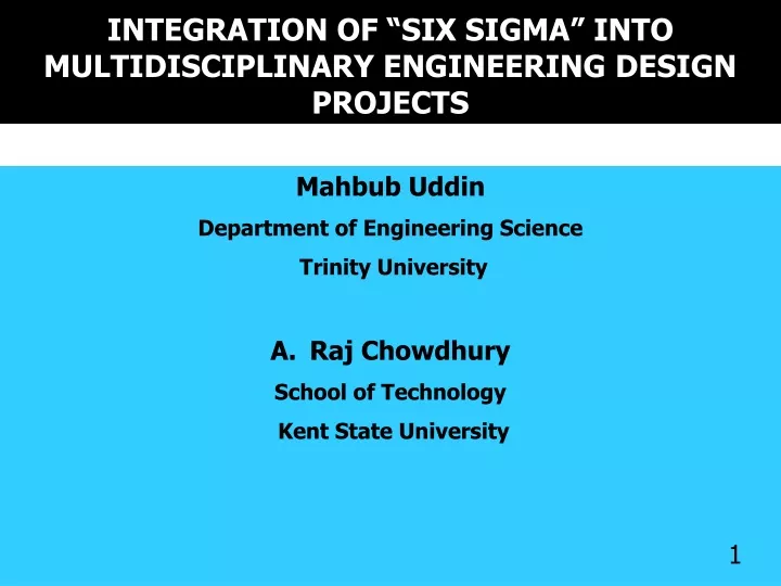 integration of six sigma into multidisciplinary engineering design projects