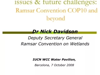 Water &amp; wetlands – key issues &amp; future challenges:  Ramsar Convention COP10 and beyond