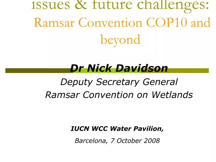 water wetlands key issues future challenges ramsar convention cop10 and beyond