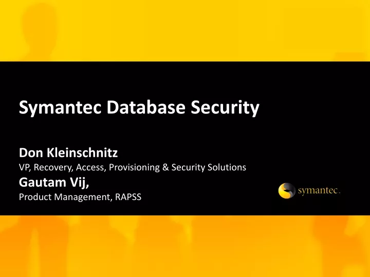 symantec database security don kleinschnitz