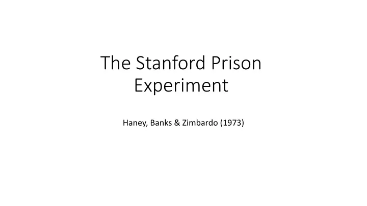 the stanford prison experiment