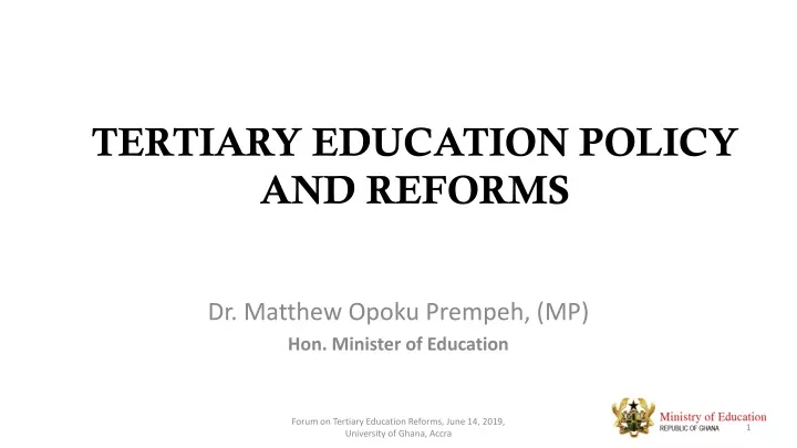 tertiary education policy and reforms