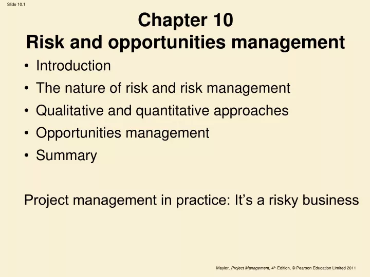 chapter 10 risk and opportunities management