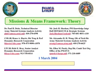 Missions &amp; Means Framework: Theory