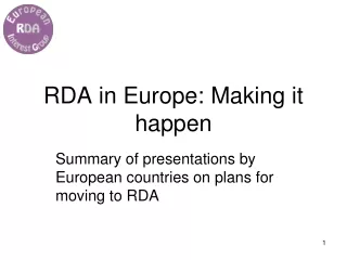 RDA in Europe: Making it happen