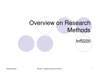 Overview on Research Methods