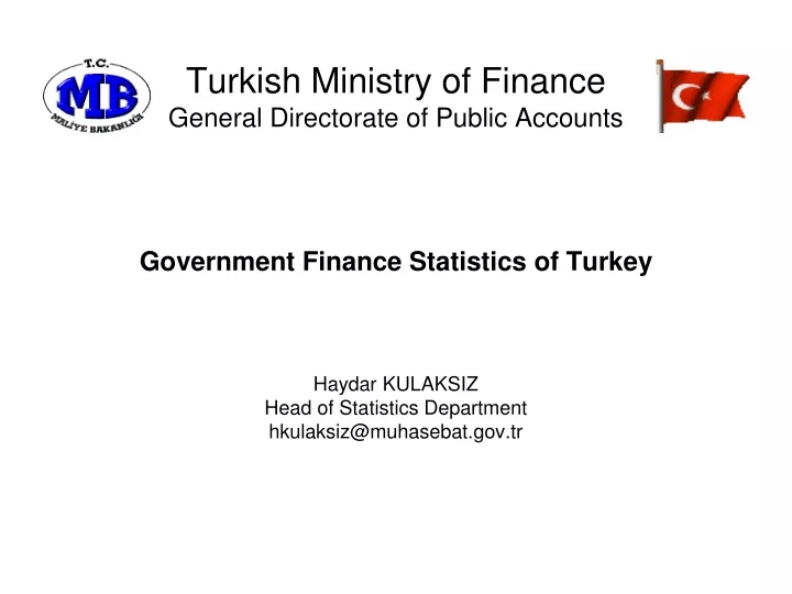 turkish ministry o f finance general directorate of public accounts