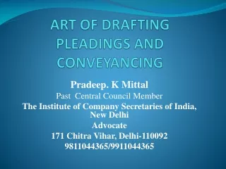 ART OF DRAFTING  PLEADINGS AND CONVEYANCING