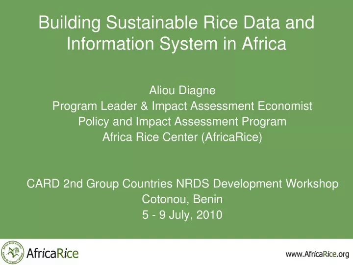 building sustainable rice data and information system in africa