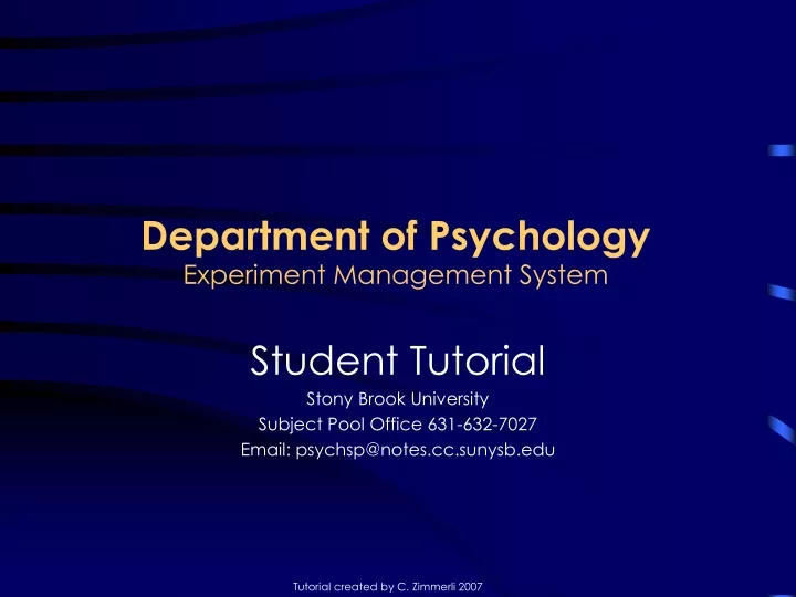 department of psychology experiment management system