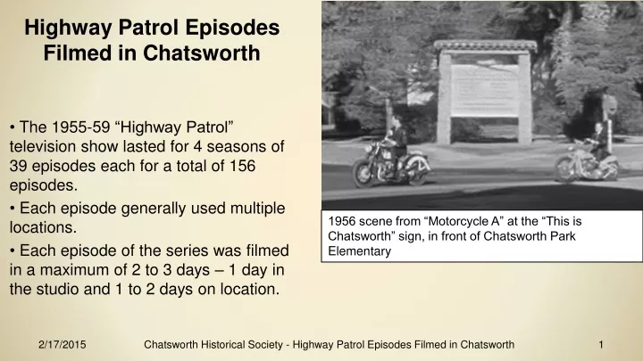 highway patrol episodes filmed in chatsworth