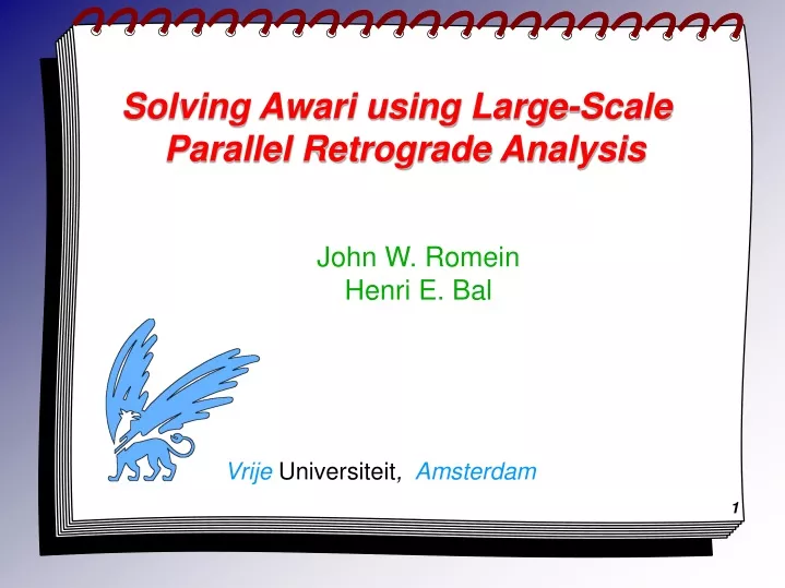 solving awari using large scale parallel retrograde analysis