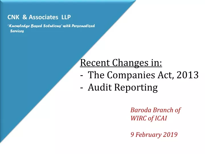 recent changes in the companies act 2013 audit reporting