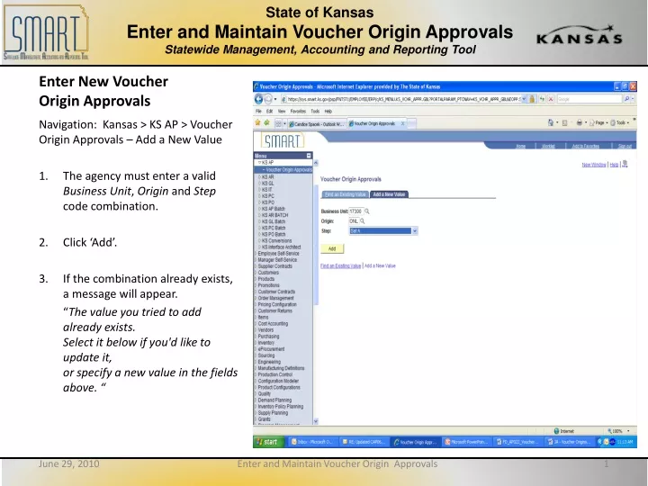 enter new voucher origin approvals