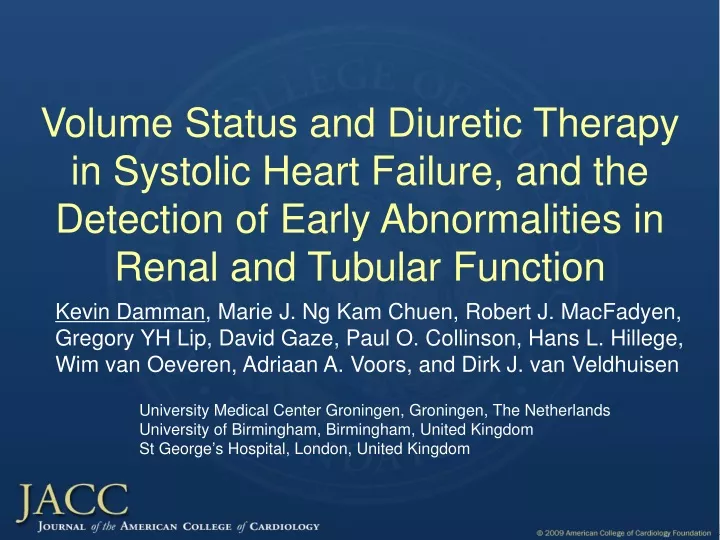 volume status and diuretic therapy in systolic