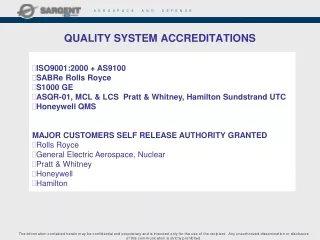QUALITY SYSTEM ACCREDITATIONS