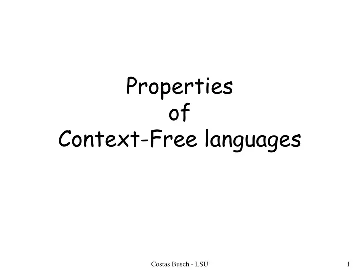 properties of context free languages