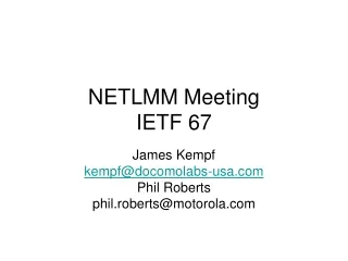 NETLMM Meeting IETF 67