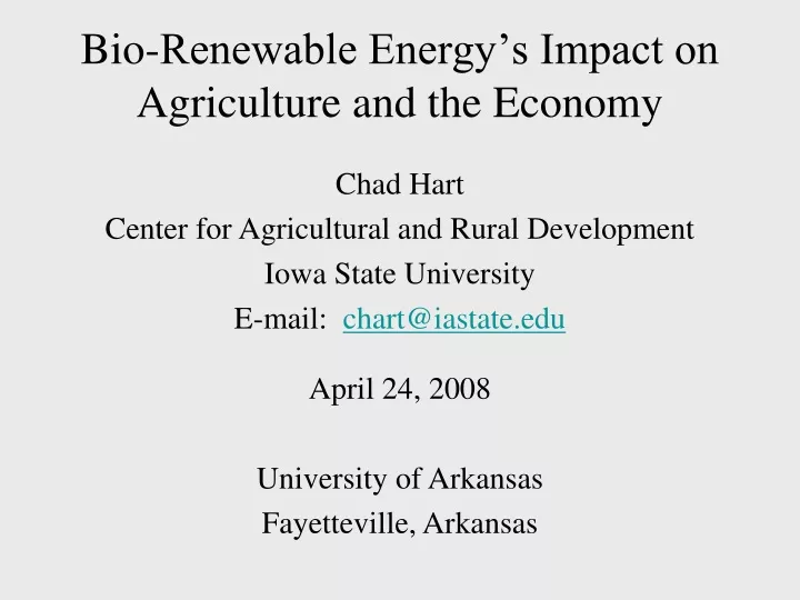 bio renewable energy s impact on agriculture and the economy