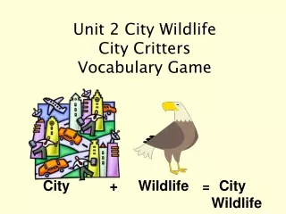 Unit 2 City Wildlife City Critters Vocabulary Game